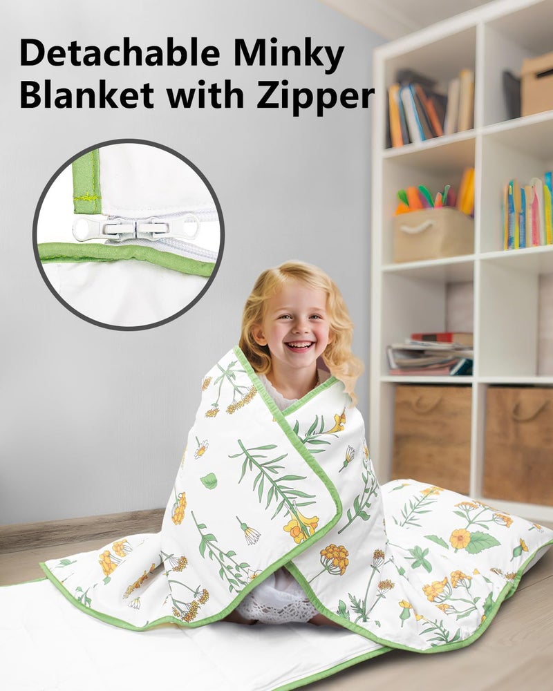 PRIMLECT Toddler Nap Mat with Detachable Blanket and Removable Pillow, Kids Sleeping Bag 55''x35'' for Daycare Preschool Kindergarten, Toddler Sleeping Mat for Boys and Girls - Image 2